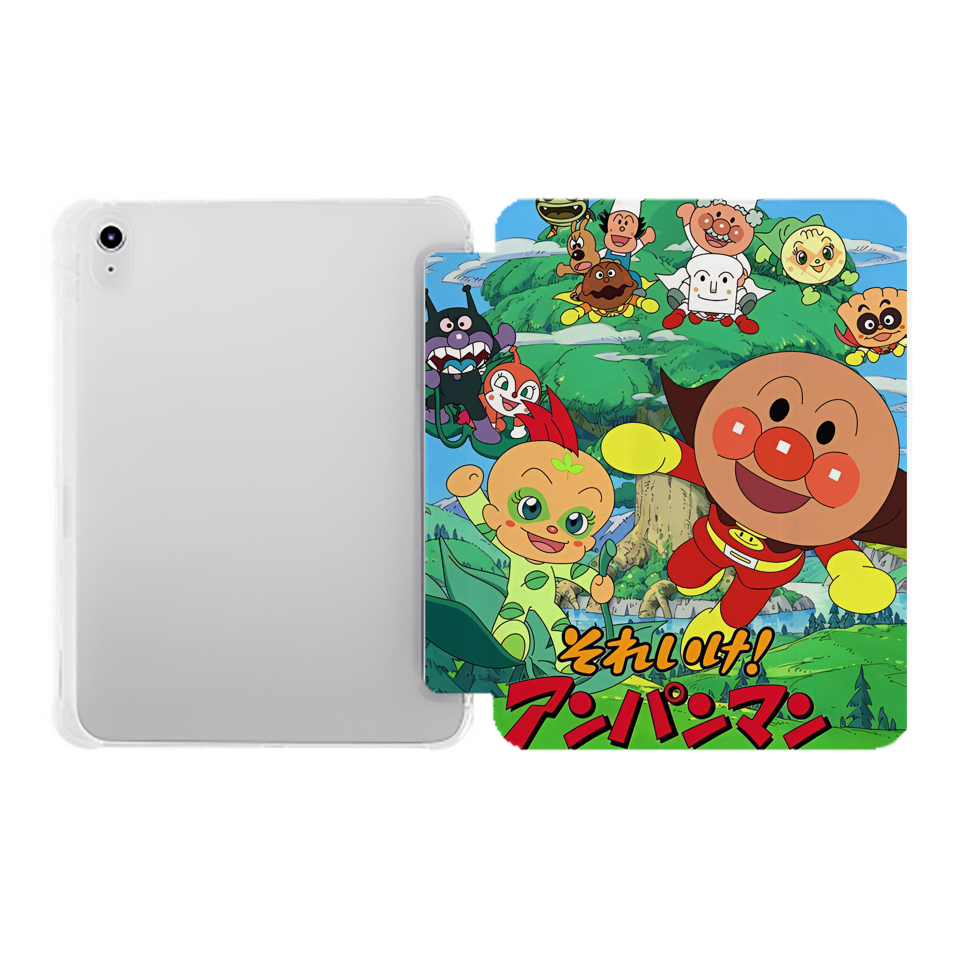 （画像用） アンパンマン Anpanman IPad ケース ペン収納付き 三つ折りスタンド PUレザー×シリコン 対応機種9.5/10.5/10.9インチ